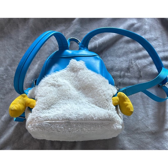 Disney Loungefly Donald Duck Cosplay Faux Fur Mini Backpack Blue White imperfect main image 3